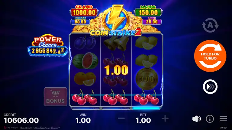 Coin Strike 2 checkpoint spin 1343 - credit 10606.00, base game